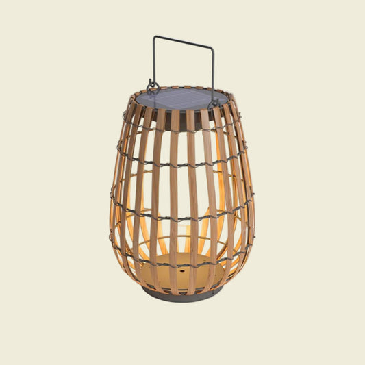Handwoven Solar Rattan Floor Lamp – Outdoor Weather Resistant Design