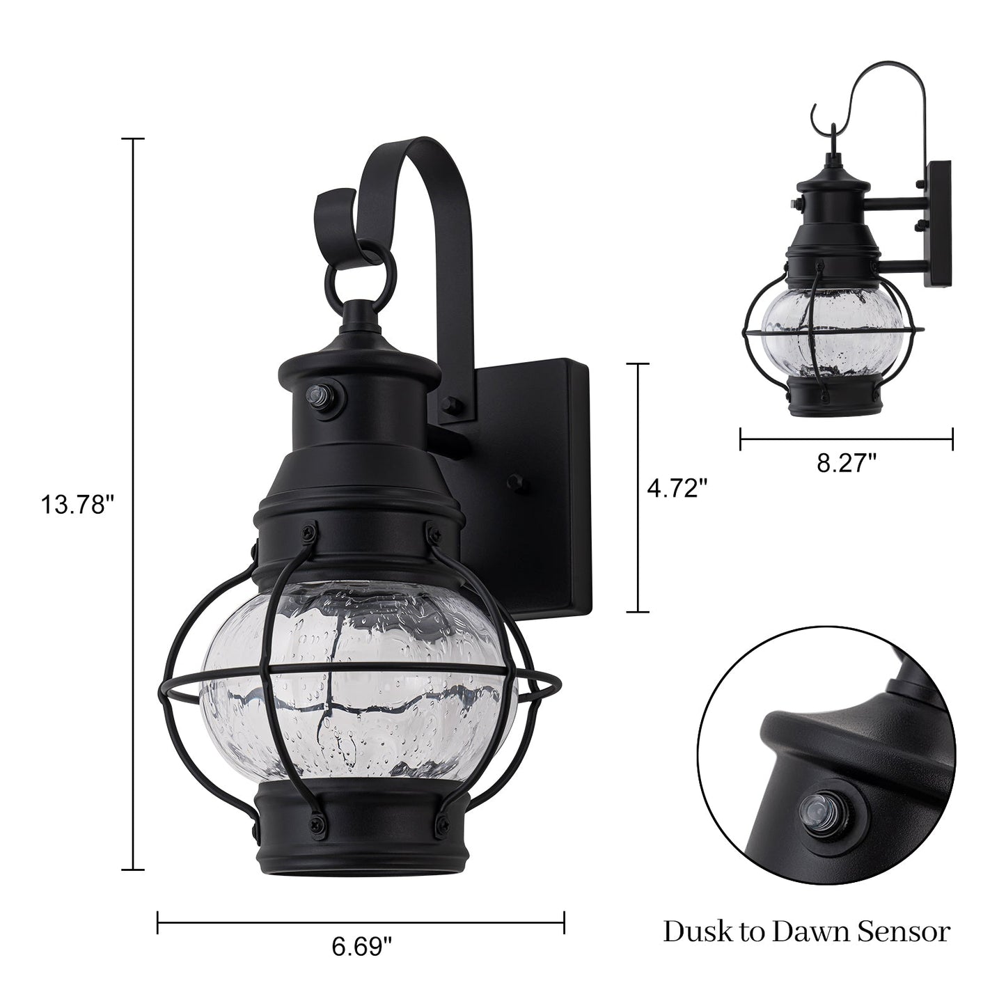 Hearthlight Dusk to Dawn LED Outdoor Wall Lantern