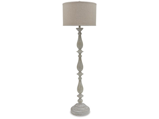 Farmhouse Whitewash Wood Candlestick Floor Lamp