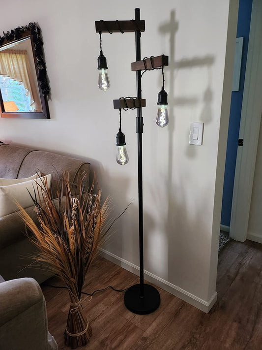 Farmhouse Industrial 3-Light Tree Floor Lamp