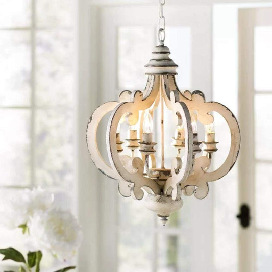 Lantern Antique White Chandelier