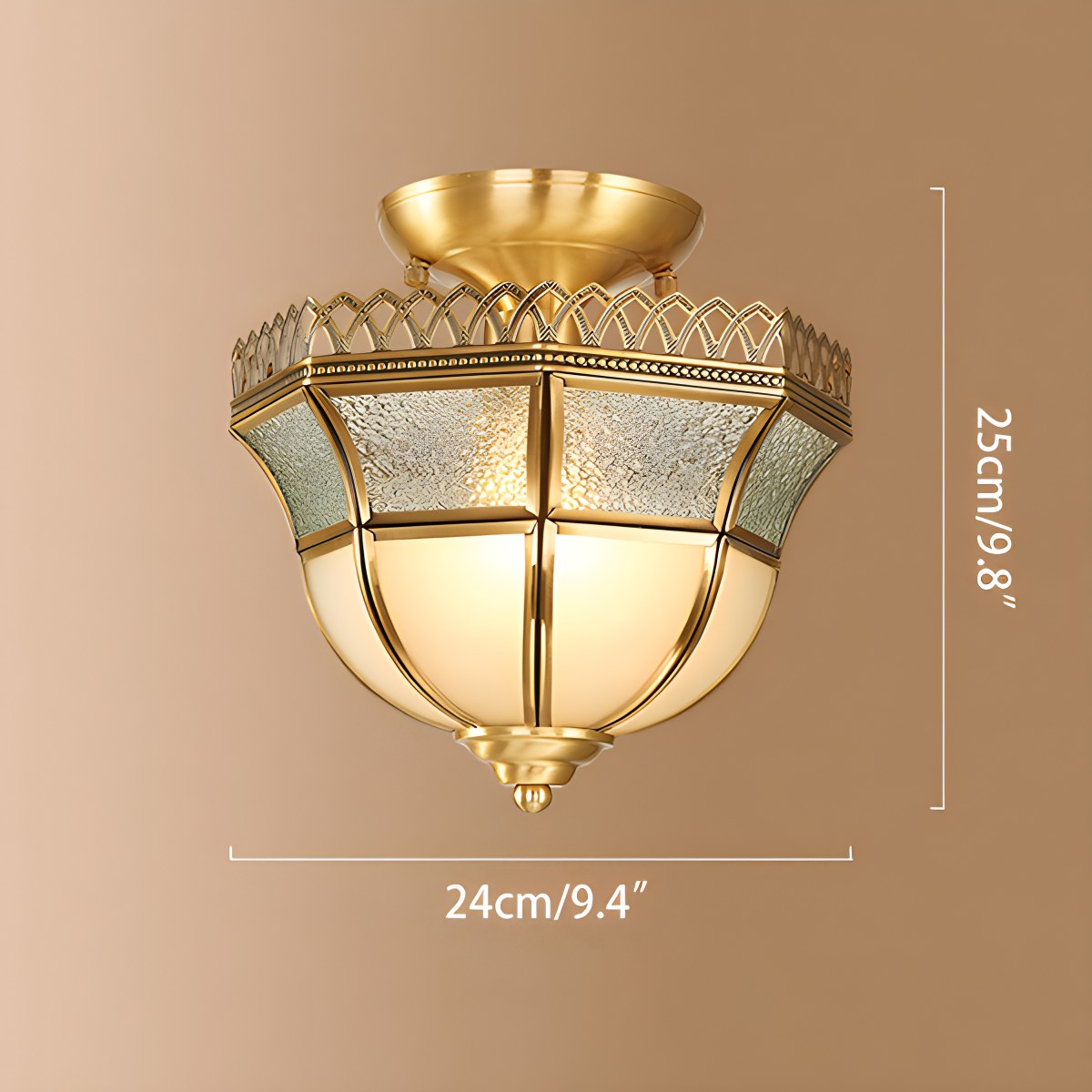 European Brass Glass L10 Ceiling Lamp