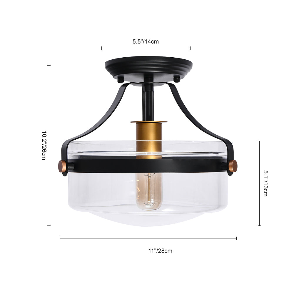 Farmhouse Round Glass Semi Flush Mount