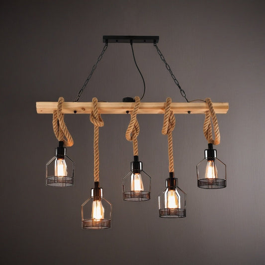 Hemp Rope Orange Lamp Minimalist Chandelier