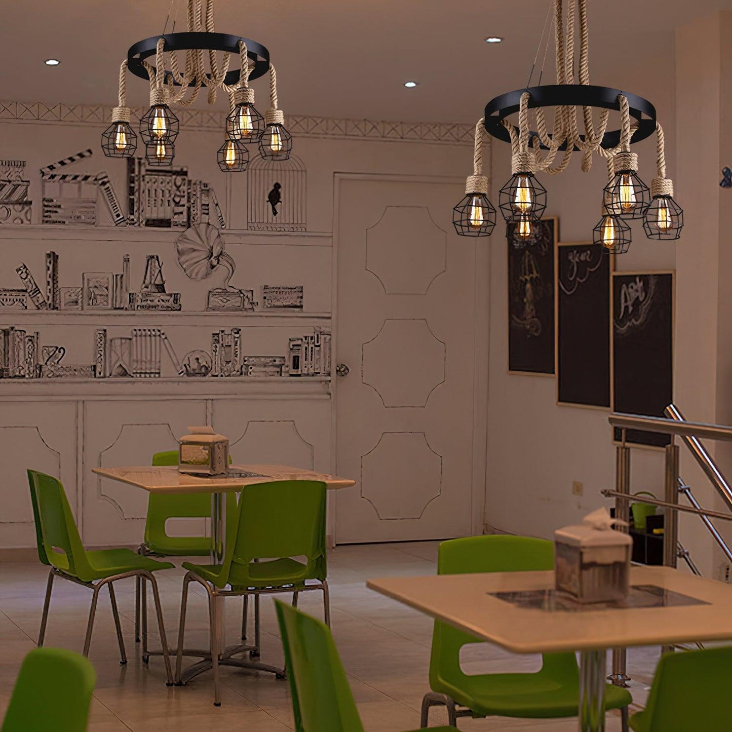 Simple Iron Hemp Rope Chandelier