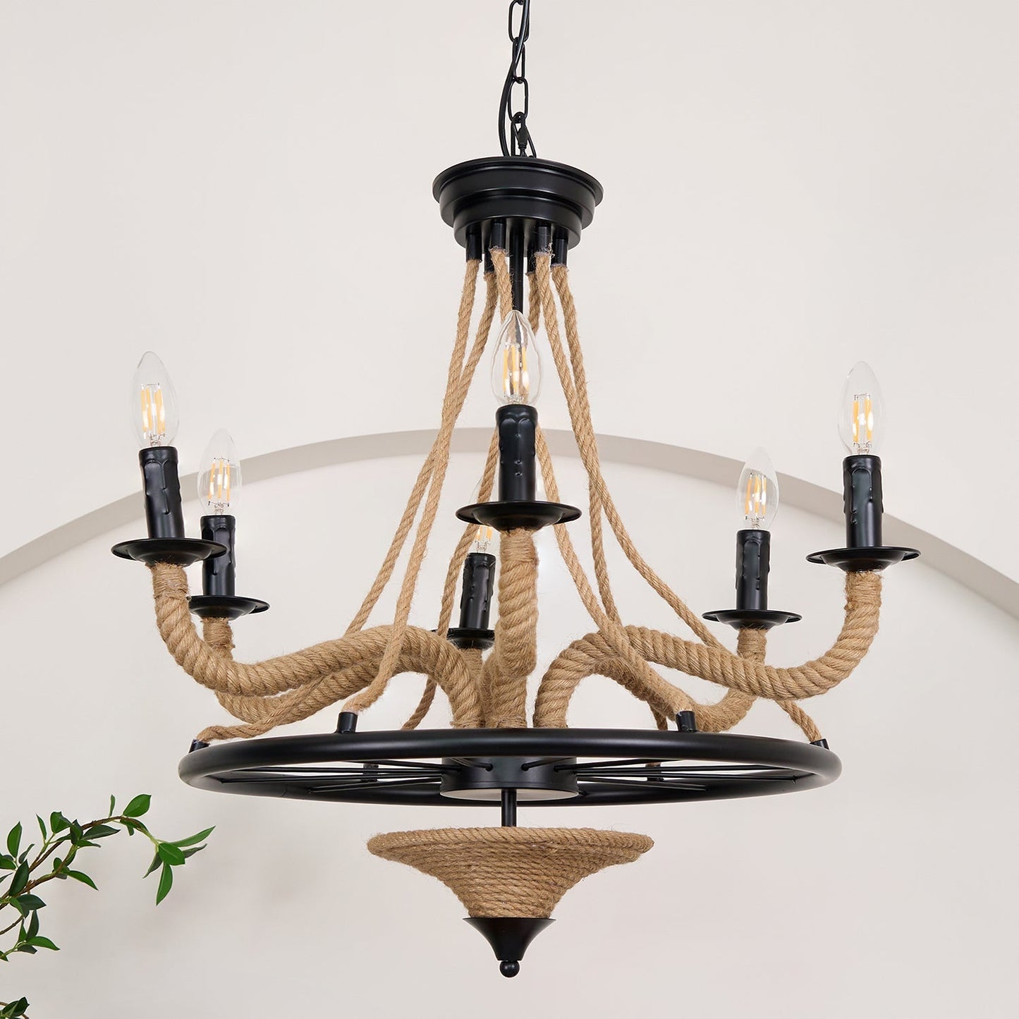 Hemp Rope Atmosphere Industrial Style Chandelier