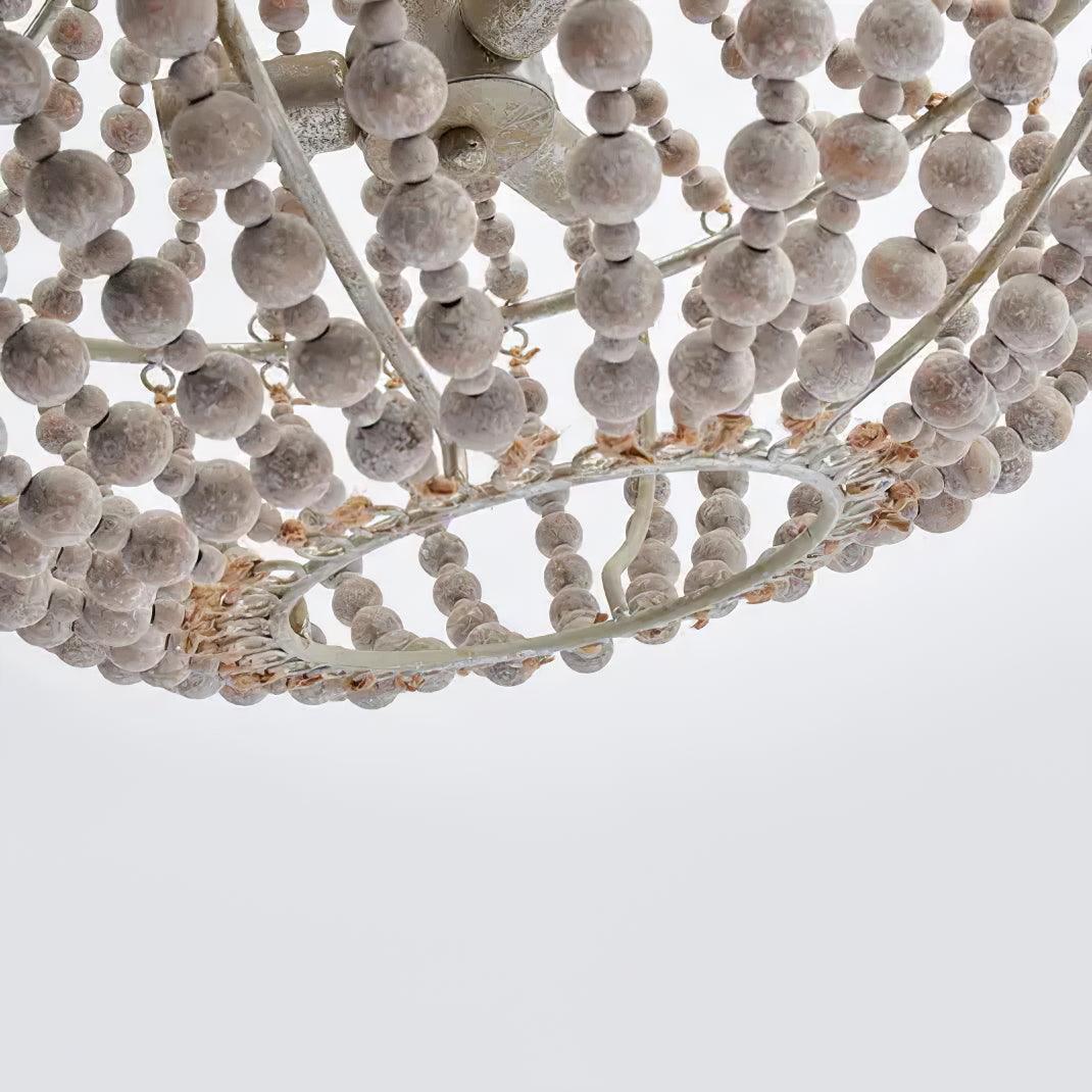French Country Wood Bead Chandelier