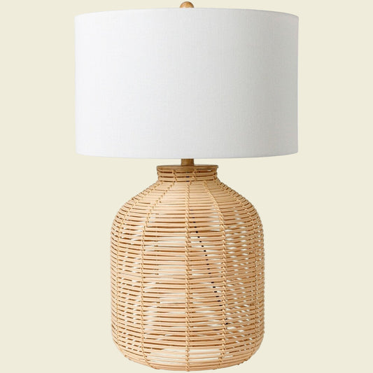 Coastal Boho Rattan Table Lamp