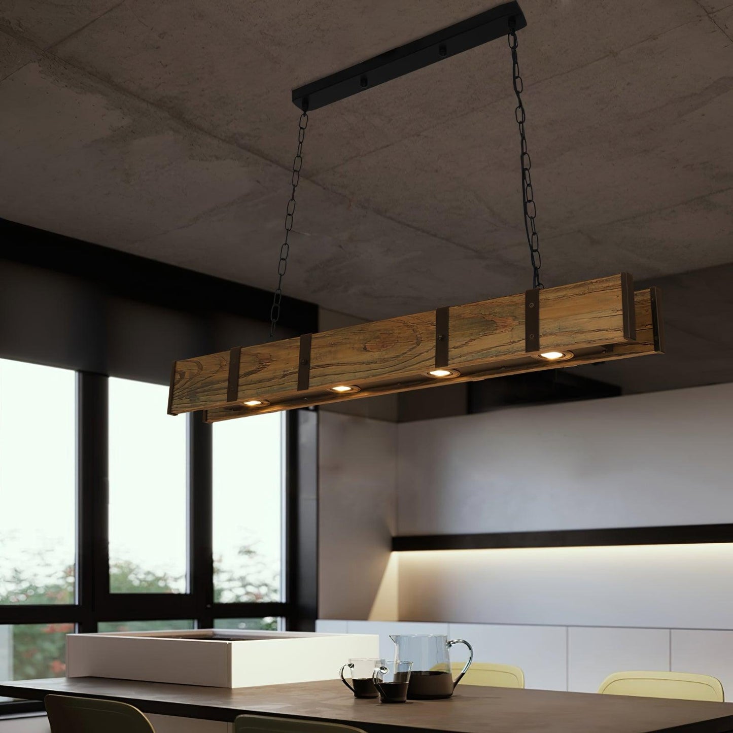 American Industrial Retro Distressed Solid Wood Chandelier