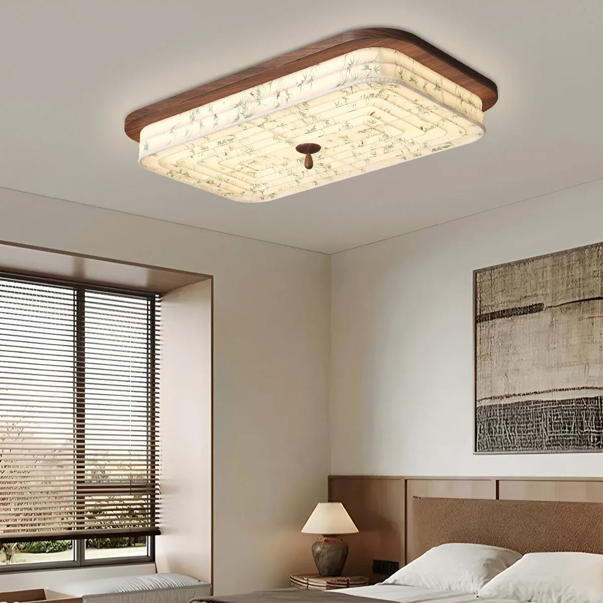 Wood Color Fabric Ceiling Lamp