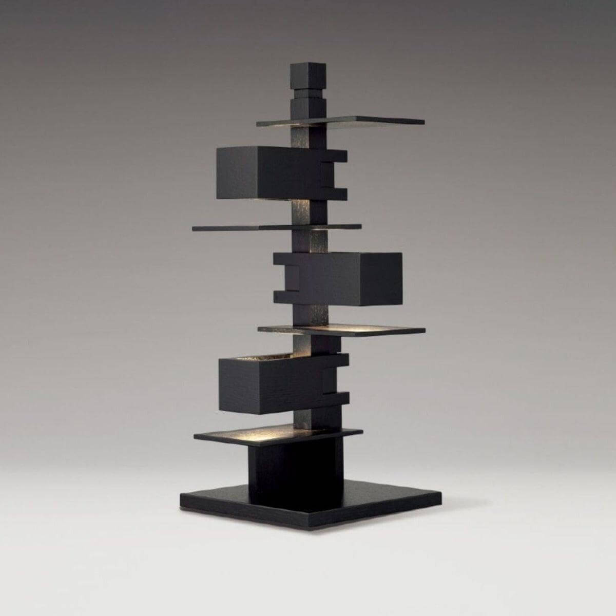 Multi-layer Rectangular Solid Wood Table Lamp