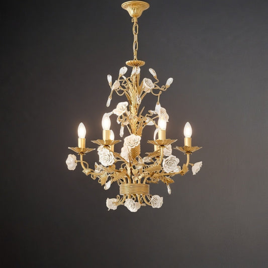 White Rose Crystal Chandelier