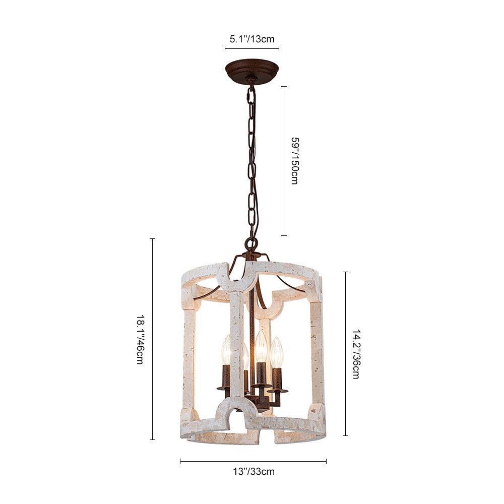 Farmhouse Wood Cylinder Drum Pendant Light
