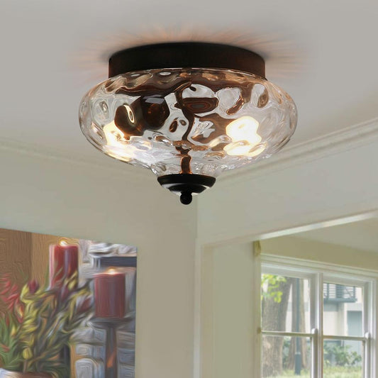 Farmhouse Glass Flush Mount Ceiling Light
