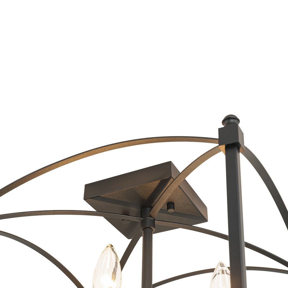 4-light French Antique Candle Style Lantern Semi Flush