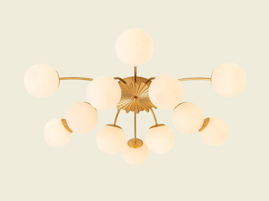 Brass 12-Light Convertible Semi Flush Mount & Pendant Chandelier