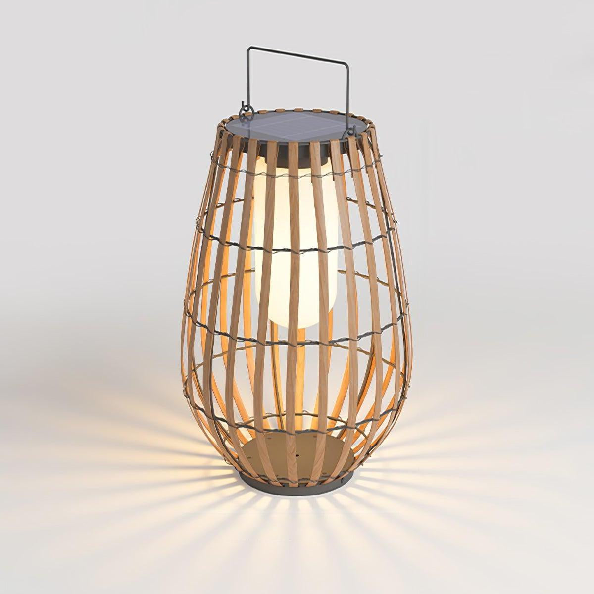 Handwoven Solar Rattan Floor Lamp – Outdoor Weather Resistant Design