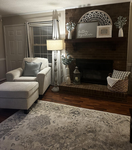 Farmhouse Whitewash Wood Candlestick Floor Lamp