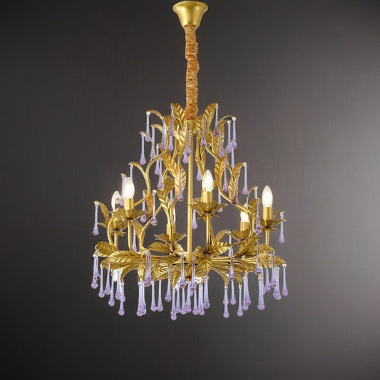 Lavender Crystal Glass Chandelier