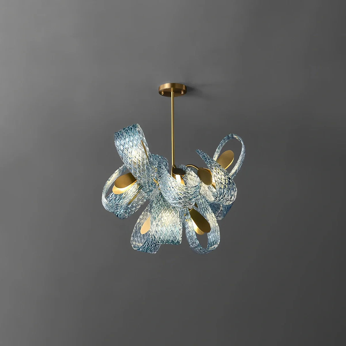 Peacock Blue Art Glass Chandelier