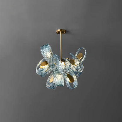 Peacock Blue Art Glass Chandelier