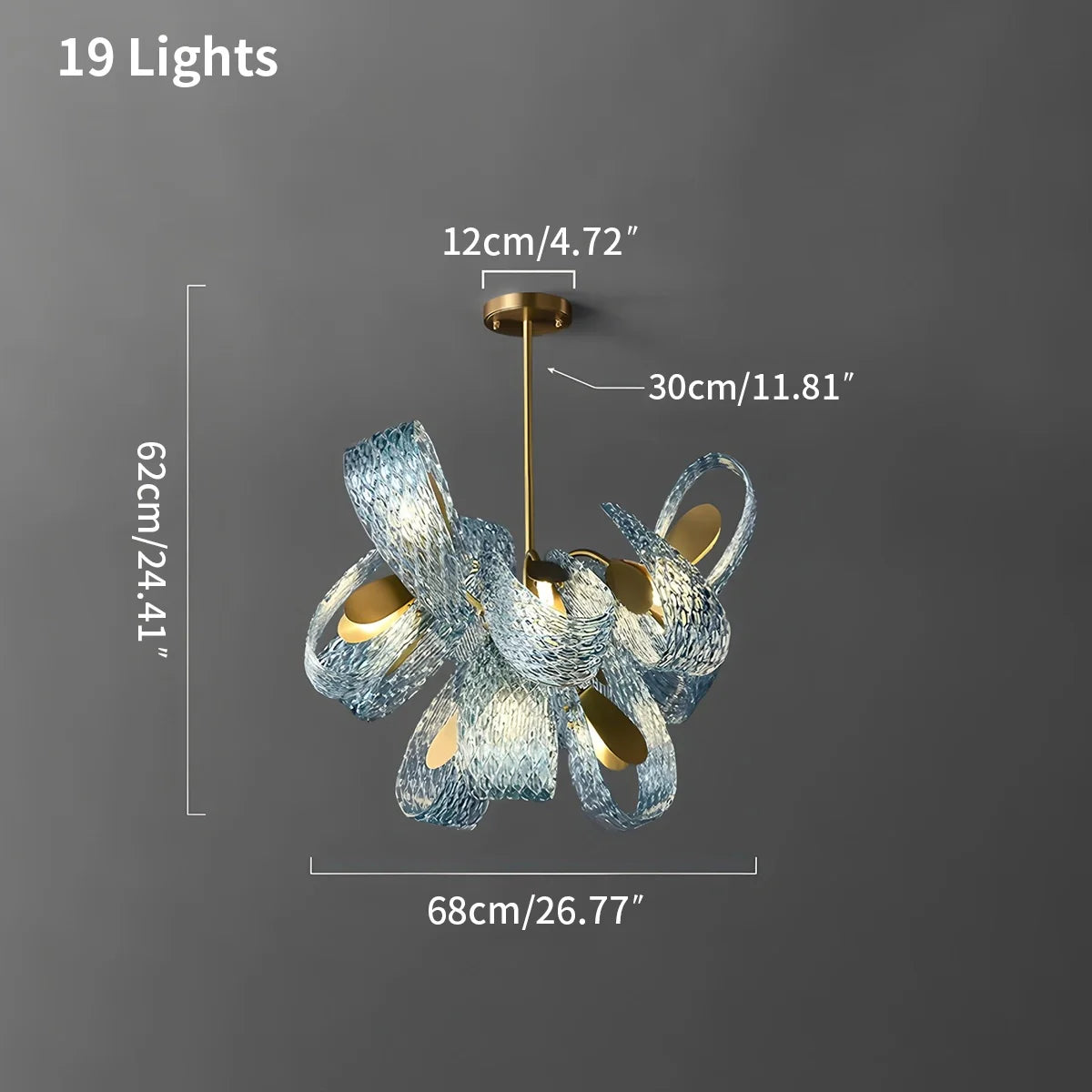 Peacock Blue Art Glass Chandelier