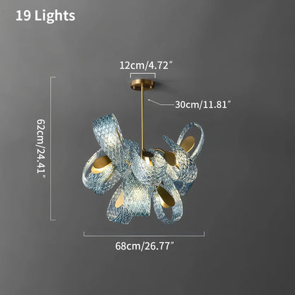 Peacock Blue Art Glass Chandelier