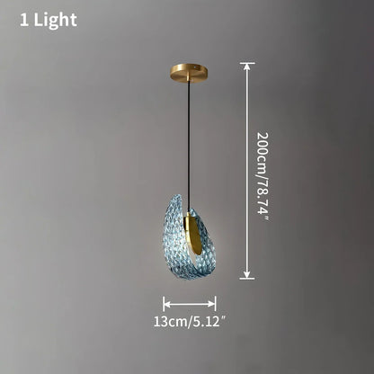 Peacock Blue Art Glass Chandelier