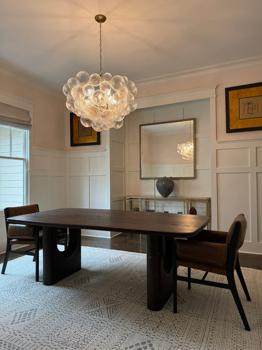 6-Light Ribbed Glass Bubble Cluster Chandelier with Brass Finish