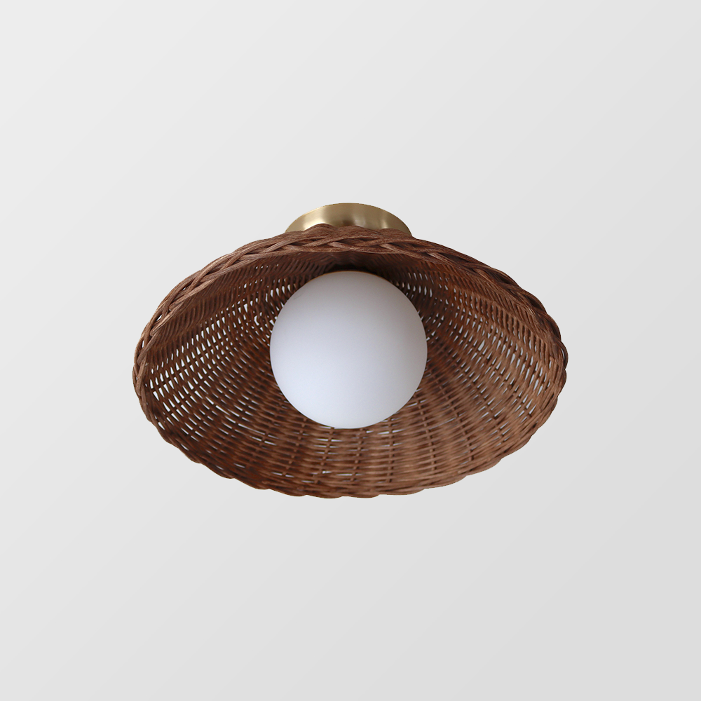Rustic Bamboo Glass Woven Wall Light