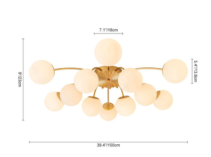 Brass 12-Light Convertible Semi Flush Mount & Pendant Chandelier
