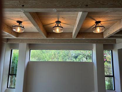 Farmhouse Round Glass Semi Flush Mount