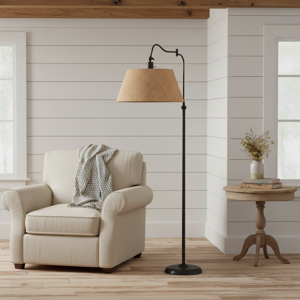 Farmhouse Metal Swing Arm Floor Lamp