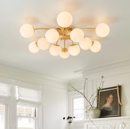 Brass 12-Light Convertible Semi Flush Mount & Pendant Chandelier