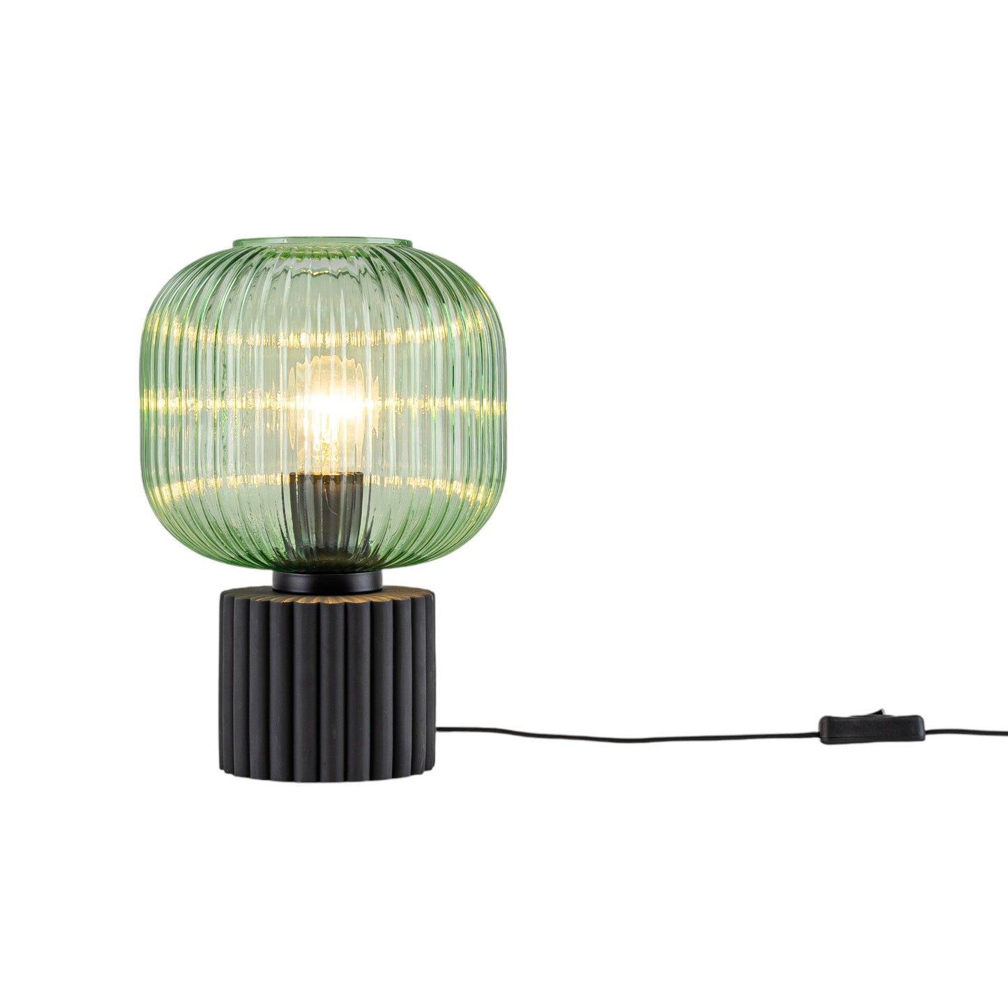 Verdant Glow Ribbed Glass Table Lamp