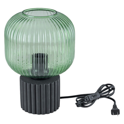 Verdant Glow Ribbed Glass Table Lamp