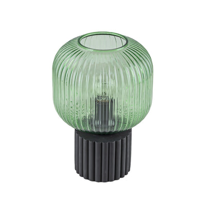 Verdant Glow Ribbed Glass Table Lamp
