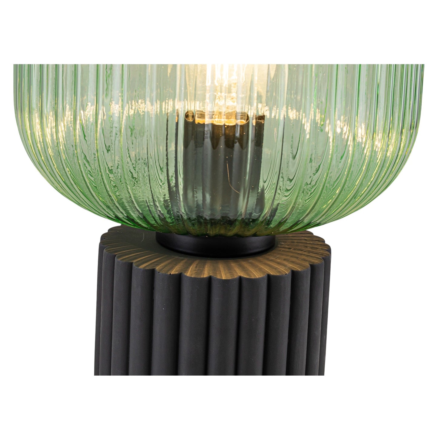 Verdant Glow Ribbed Glass Table Lamp