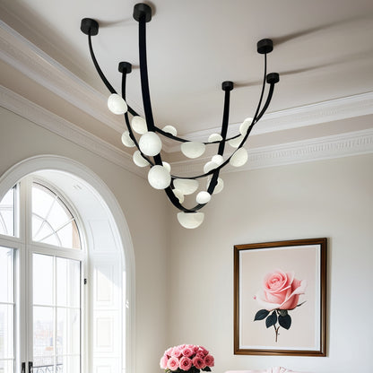 Curved Natural Alabaster Chandelier