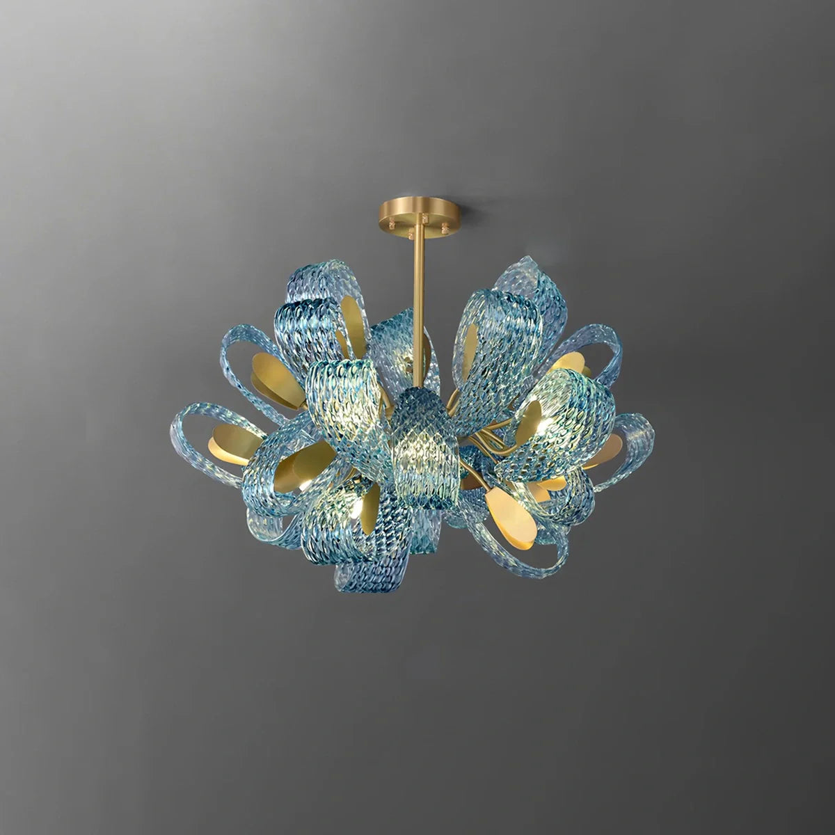 Peacock Blue Art Glass Chandelier