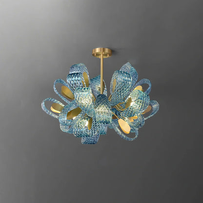 Peacock Blue Art Glass Chandelier