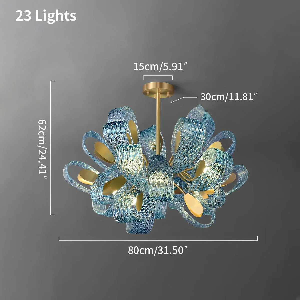 Peacock Blue Art Glass Chandelier