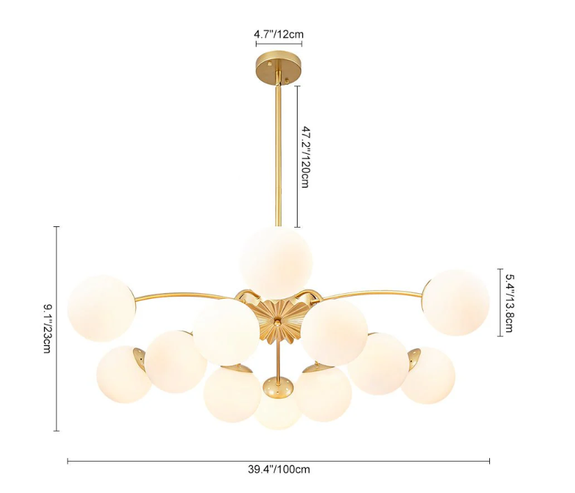 Brass 12-Light Convertible Semi Flush Mount & Pendant Chandelier