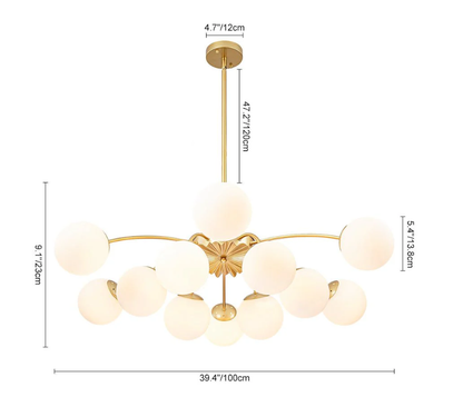 Brass 12-Light Convertible Semi Flush Mount & Pendant Chandelier