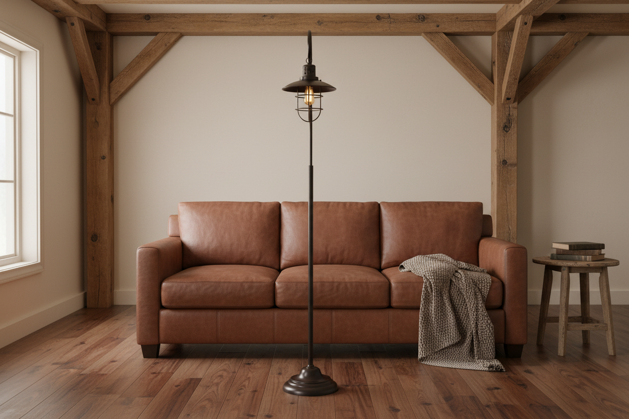 Farmhouse Industrial Lantern Floor Lamp