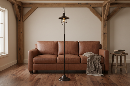 Farmhouse Industrial Lantern Floor Lamp