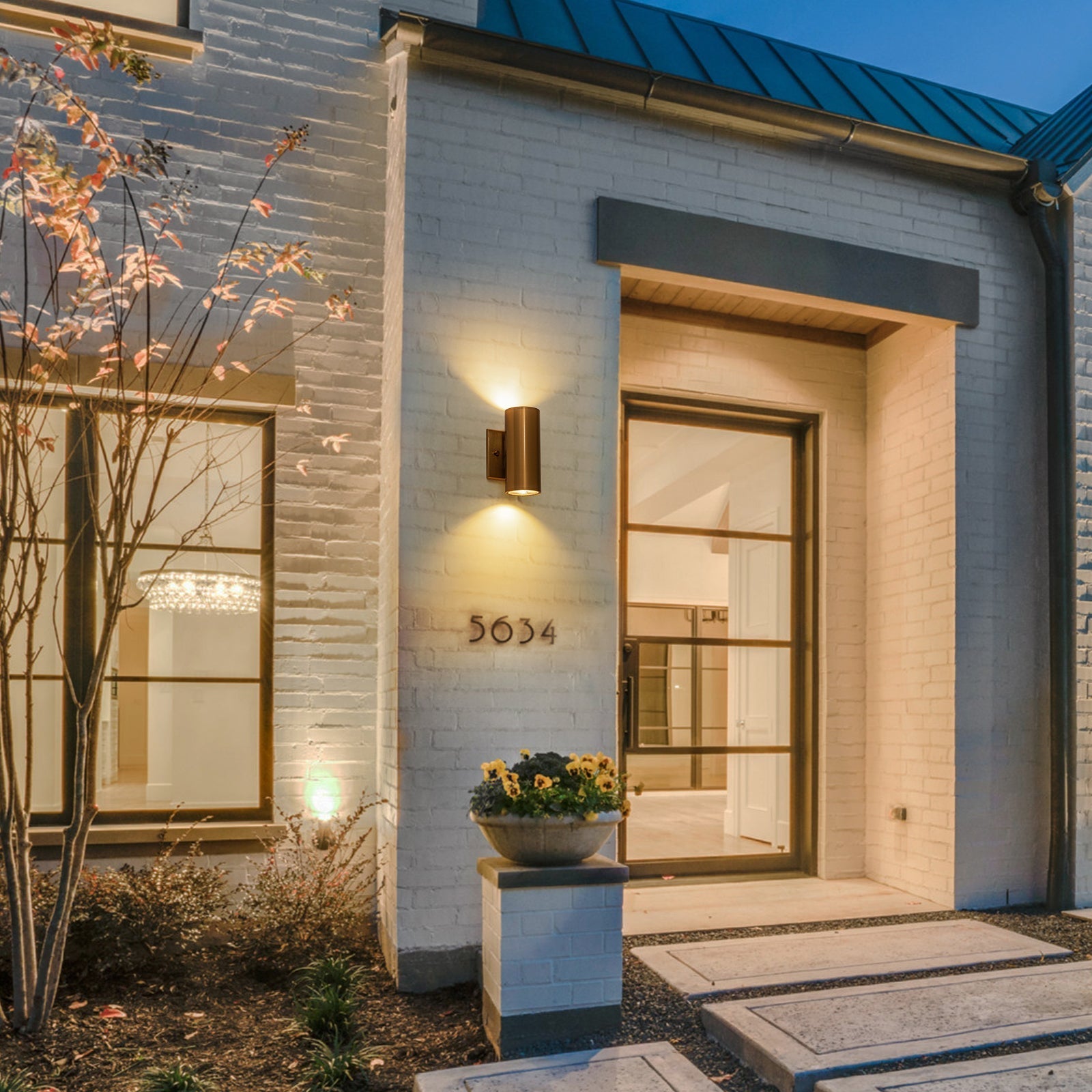 Twin Beam LED Cylinder Outdoor Wall Sconce
