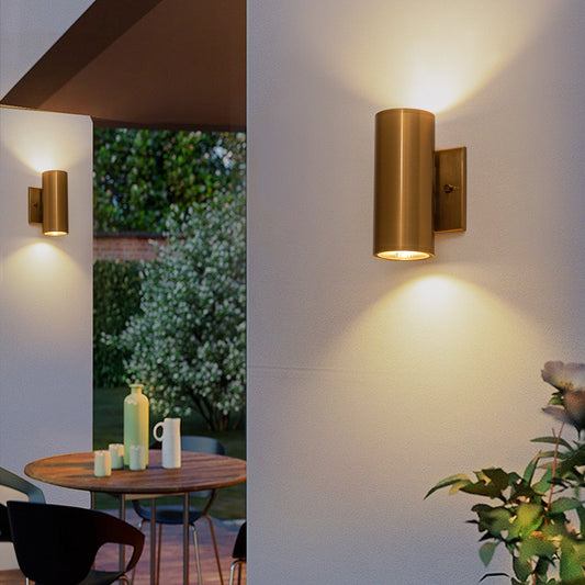 Twin Beam LED Cylinder Outdoor Wall Sconce