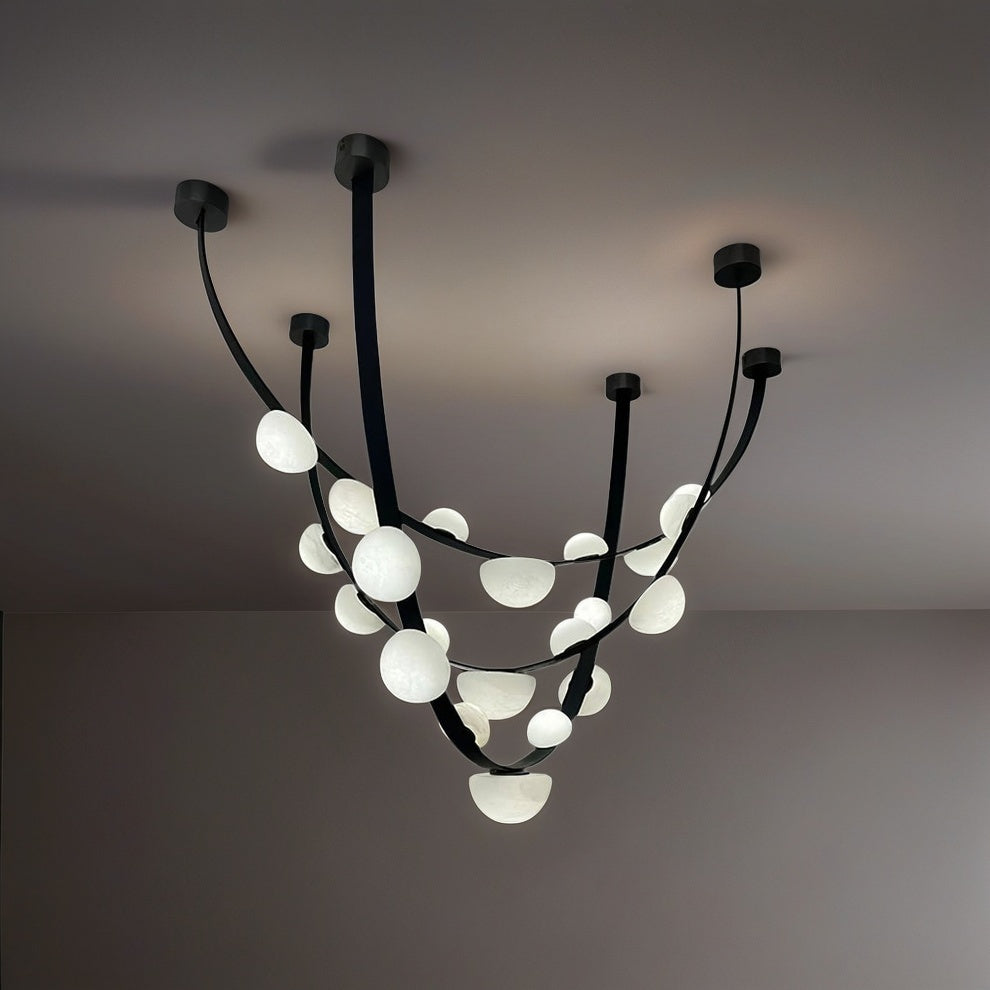 Curved Natural Alabaster Chandelier