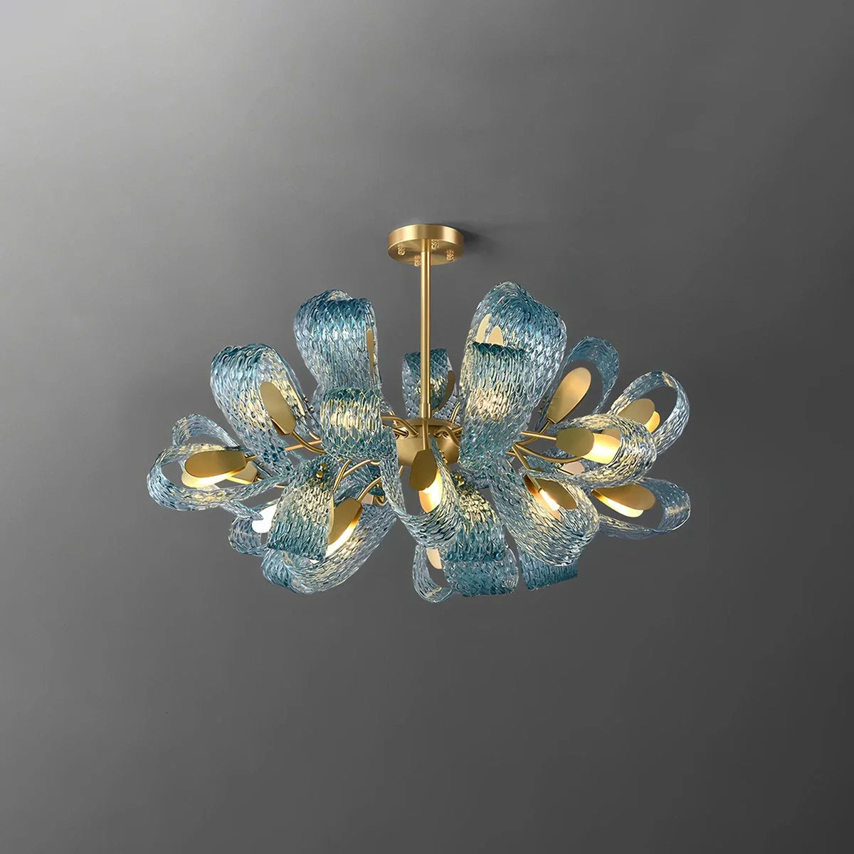 Peacock Blue Art Glass Chandelier